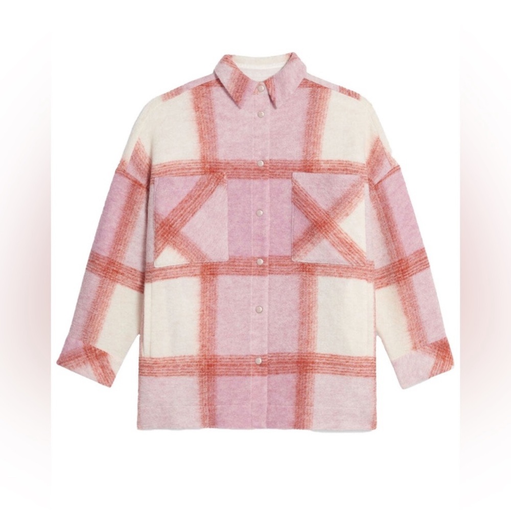 IRO - Lemina Plaid Shirt Jacket - Pink, White, Red - size Small - NWT - Picture 7 of 15